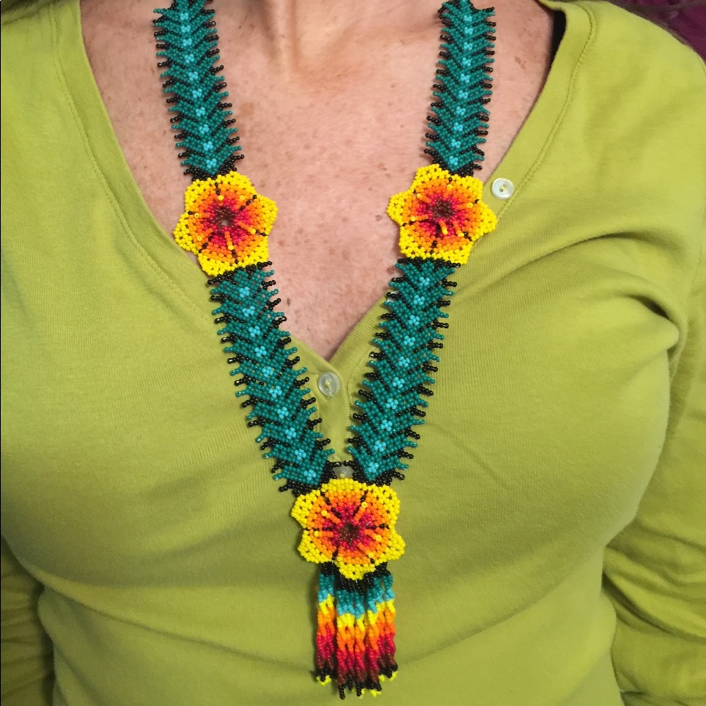 Huichol handmade beaded necklace. One-of-a-kind.